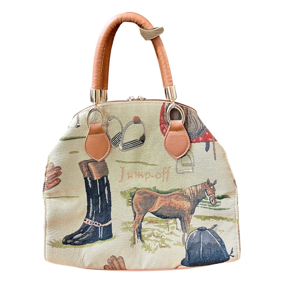 SIGNARE Equestrian Show Horse Tapestry Satchel Bag Handbag Purse Jumper Unique